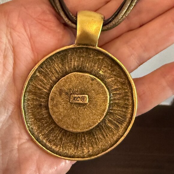 KENNETH COLE Women's Green & Gold Tribal Pendant on Cord - Picture 2 of 7